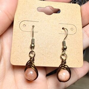 Handmade Wire Wrapped Sunstone Earrings